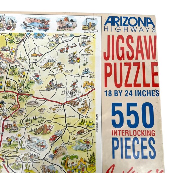 Arizona Highways Jigsaw Puzzle Bil Keane Map 550 Pieces 18x24 Inches 1991 NIB - Picture 3 of 13